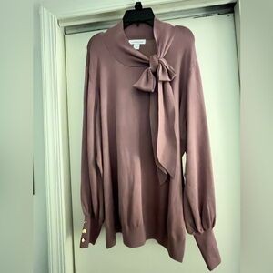 Liz Claiborne Lavender Bow-Tie Women's Sweater 1X